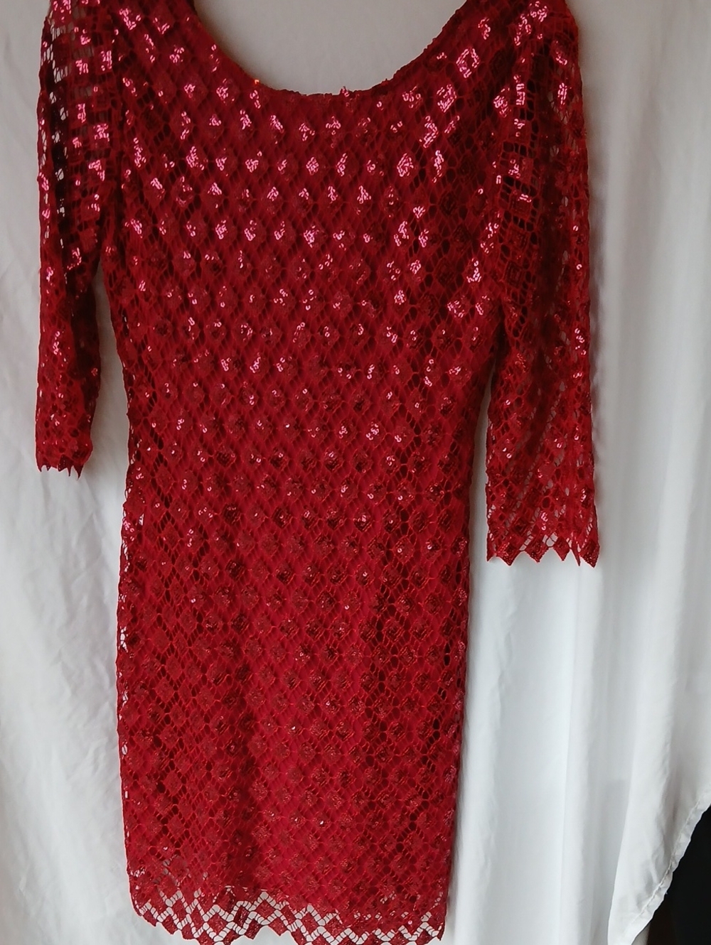 41. Chelsea & Violet Red Sequin Lace Midi Dress